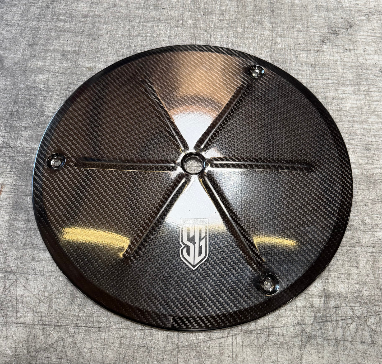 15" TJ Forged Carbon Fiber Sprint Car Wheel Cover - Bead Rolled