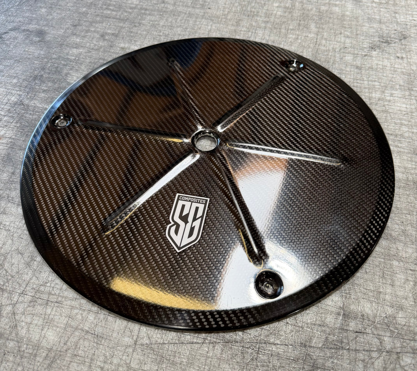 15" TJ Forged Carbon Fiber Sprint Car Wheel Cover - Bead Rolled